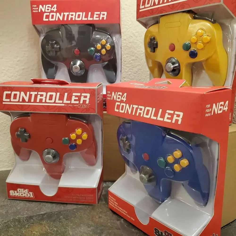 4 N64 Controllers 4 Colors Bundle (NEW) Blue Red Yellow Black Nintendo Old Skool